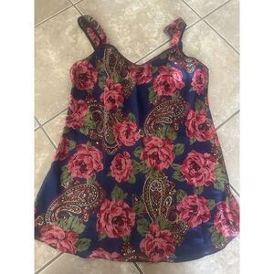 Sleep Solutions M L Vintage Satin Paisley Slip Gown Sleepwear